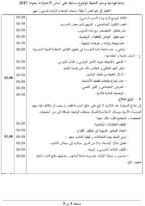 سلم التنقيط لموضوع مسابقة على اساس الاختبارات بعنوان 2017 في رتبة مستشار التوجيه و الارشاد المدرسي و المهني